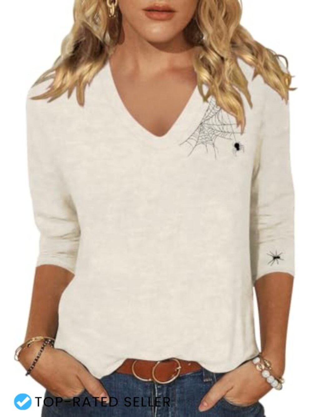 Embroidered Graphic Tee Shirt for Women Halloween Christmas Fall Winter